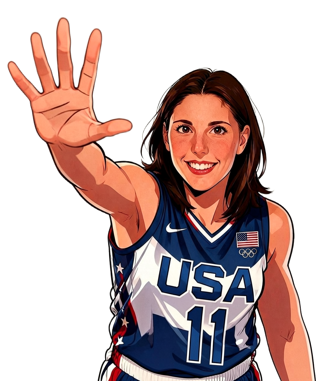 Kara Wolters reaching up to block a shot